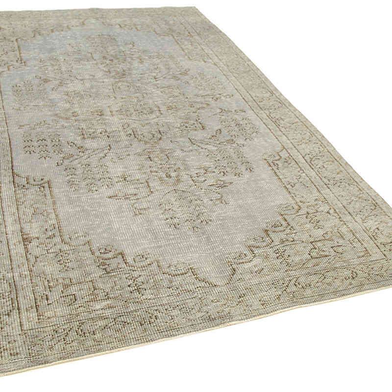 Gray Over-dyed Vintage Hand-Knotted Turkish Rug - 5' 5" x 8' 7" (65" x 103") - K0056151