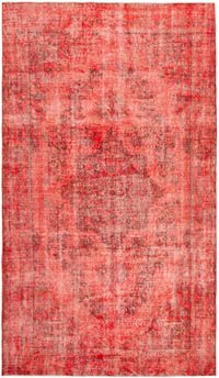 Rojo Alfombra Turca Vintage Sobre-teñida - 168 cm x 285 cm