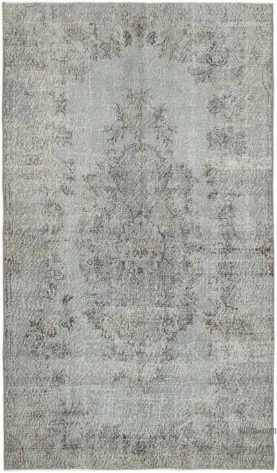 Grey Over-dyed Vintage Hand-Knotted Turkish Rug - 4' 11" x 8' 4" (59 in. x 100 in.)