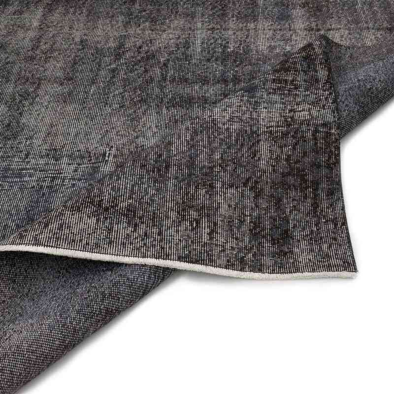 Black Over-dyed Vintage Hand-Knotted Turkish Rug - 6' 5" x 9'  (77" x 108") - K0056158