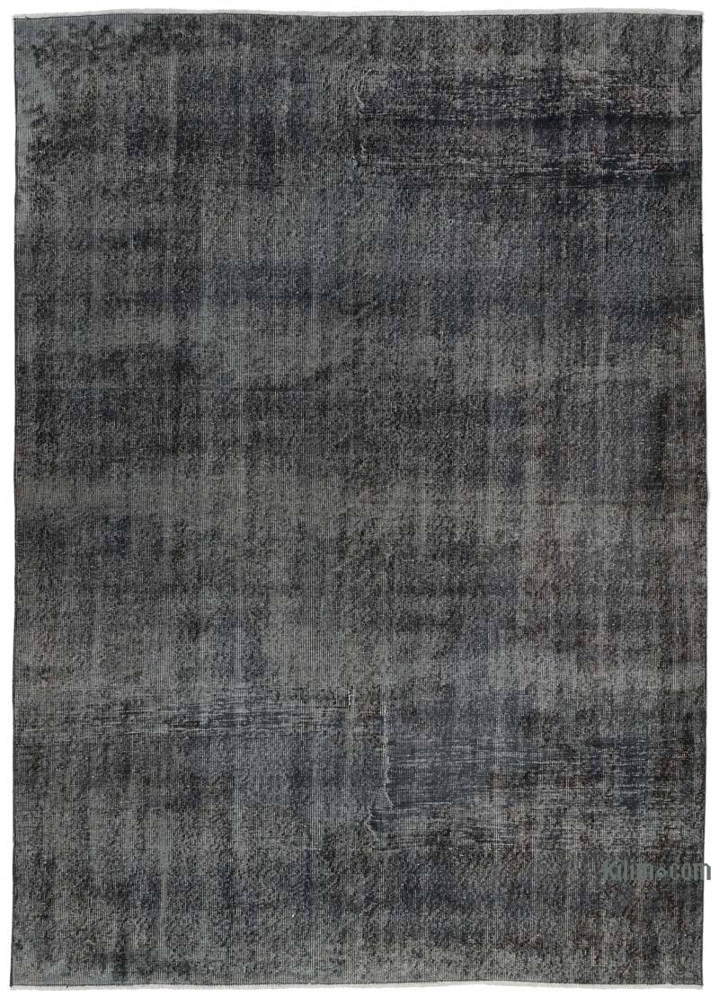 Black Over-dyed Vintage Hand-Knotted Turkish Rug - 6' 5" x 9'  (77" x 108") - K0056158
