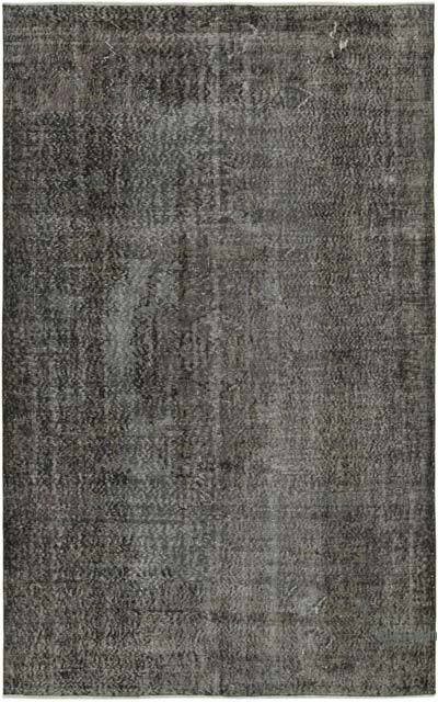 Black Over-dyed Vintage Hand-Knotted Turkish Rug - 6' 1" x 9' 7" (73 in. x 115 in.)