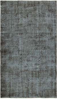 Siyah Boyalı El Dokuma Vintage Halı - 154 cm x 260 cm