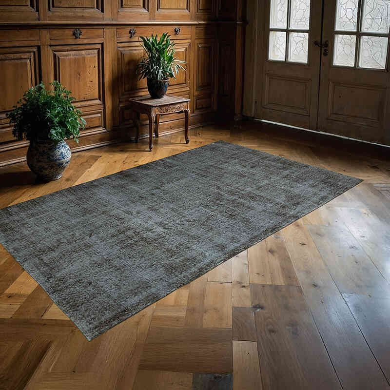 Siyah Boyalı El Dokuma Vintage Halı - 154 cm x 260 cm - K0056162