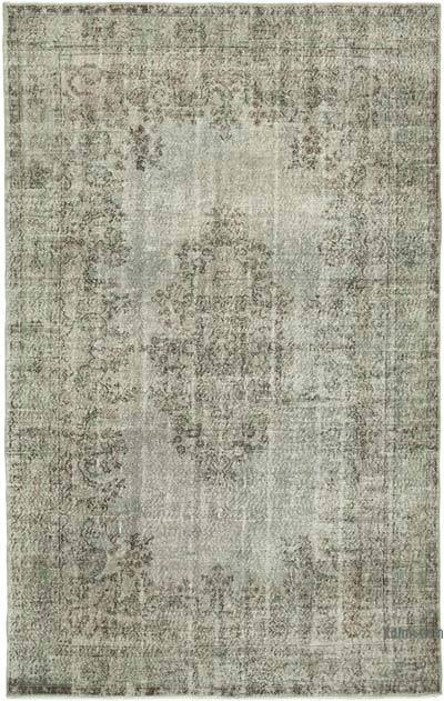 Gri Boyalı El Dokuma Vintage Halı - 198 cm x 307 cm
