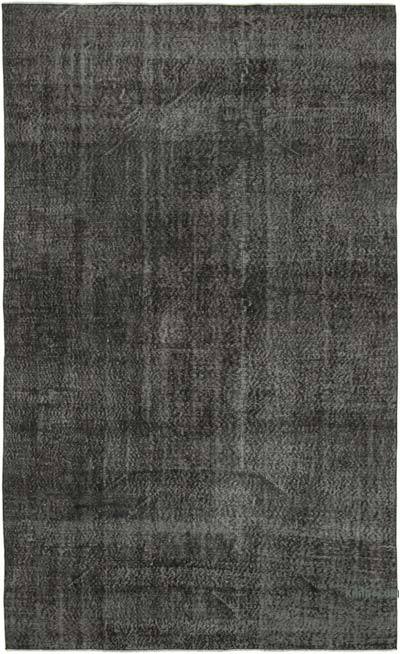 Siyah Boyalı El Dokuma Vintage Halı - 191 cm x 311 cm
