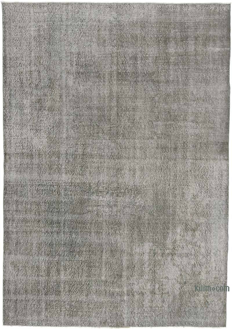 Gri Boyalı El Dokuma Vintage Halı - 206 cm x 294 cm - K0056165