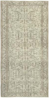 Gri Boyalı El Dokuma Vintage Halı - 138 cm x 265 cm