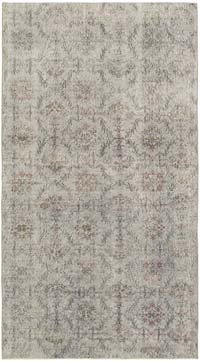 Gri Boyalı El Dokuma Vintage Halı - 148 cm x 263 cm