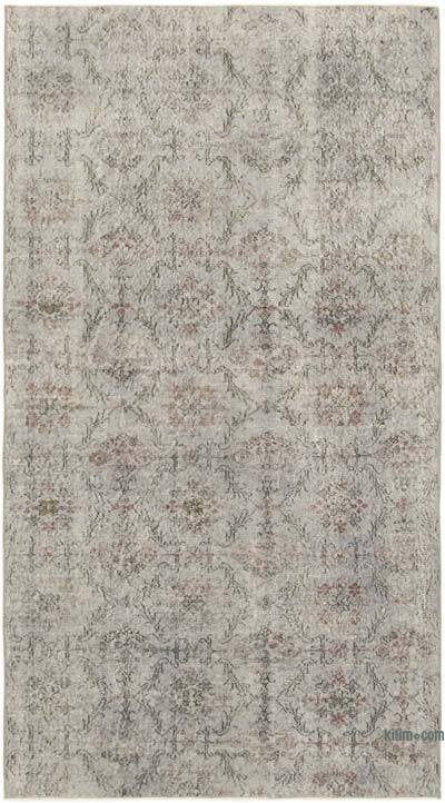 Grey Over-dyed Vintage Hand-Knotted Turkish Rug - 4' 10" x 8' 8" (58 in. x 104 in.)
