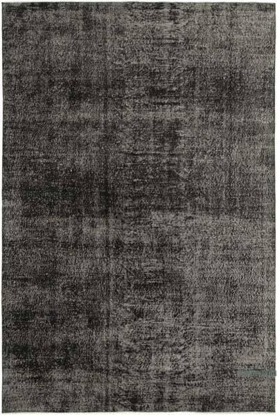 Siyah Boyalı El Dokuma Vintage Halı - 195 cm x 290 cm