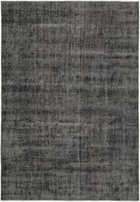 Black Over-dyed Vintage Hand-Knotted Turkish Rug - 6' 9" x 9' 7" (81" x 115")