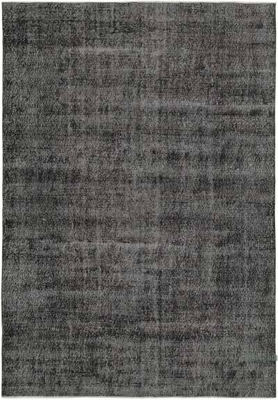 Black Over-dyed Vintage Hand-Knotted Turkish Rug - 6' 9" x 9' 7" (81 in. x 115 in.)