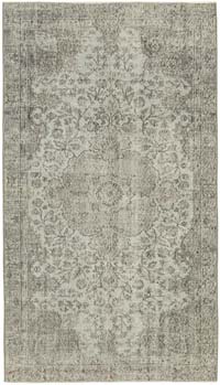 Gri Boyalı El Dokuma Vintage Halı - 144 cm x 250 cm