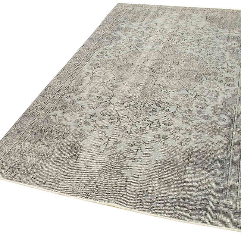 Gray Over-dyed Vintage Hand-Knotted Turkish Rug - 4' 9" x 8' 2" (57" x 98") - K0056178