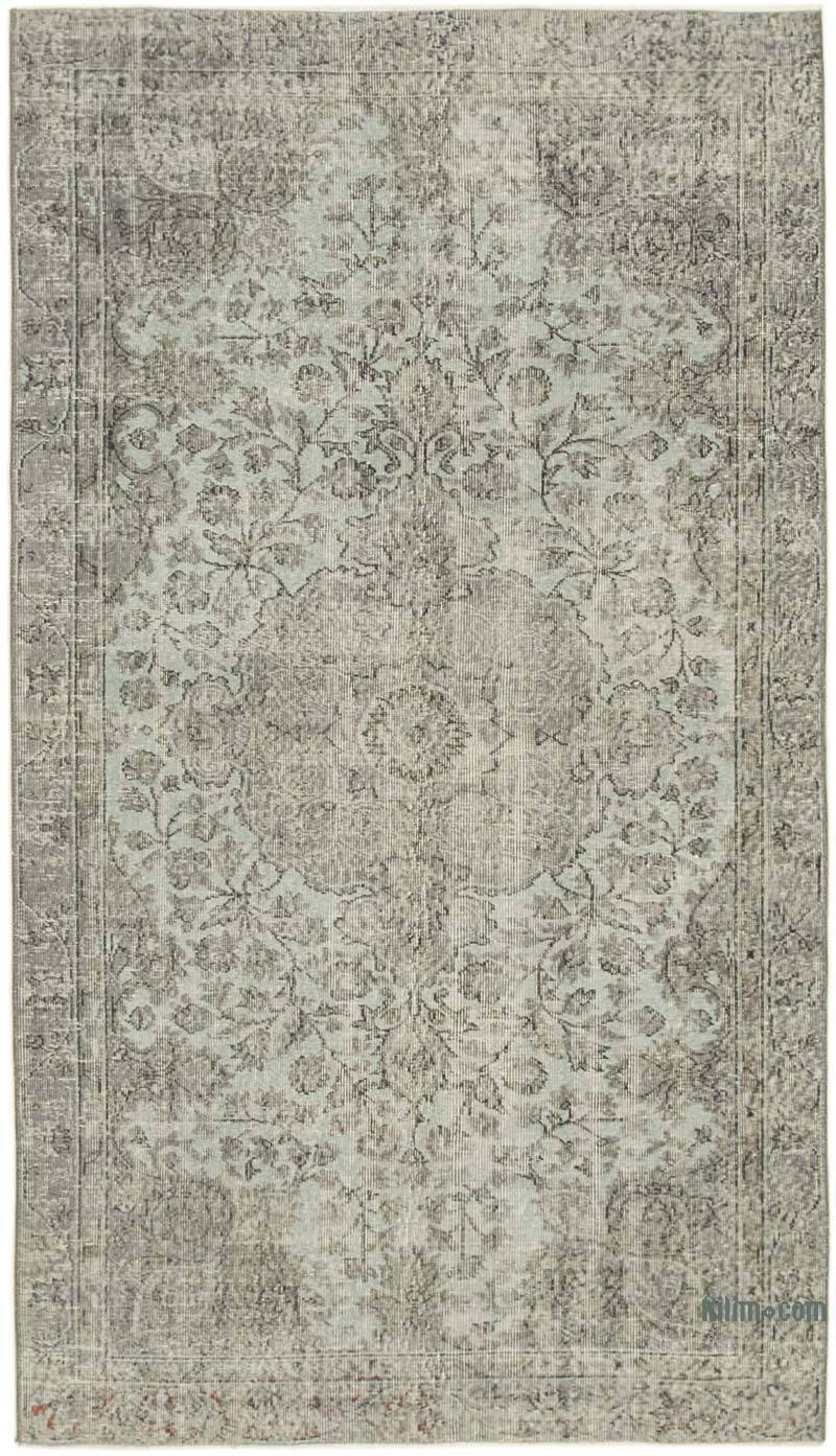 Gray Over-dyed Vintage Hand-Knotted Turkish Rug - 4' 9" x 8' 2" (57" x 98") - K0056178