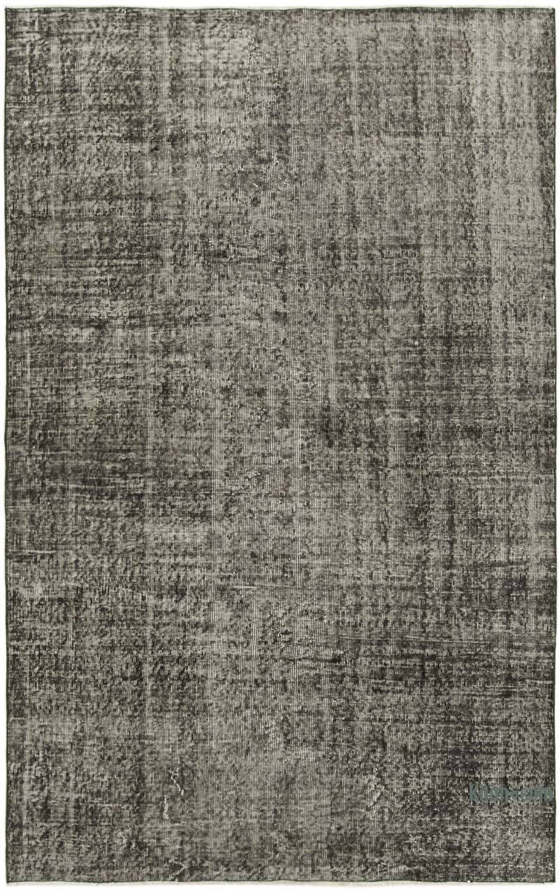 Negro Alfombra Turca Vintage Sobre-teñida - 159 cm x 247 cm - K0056179