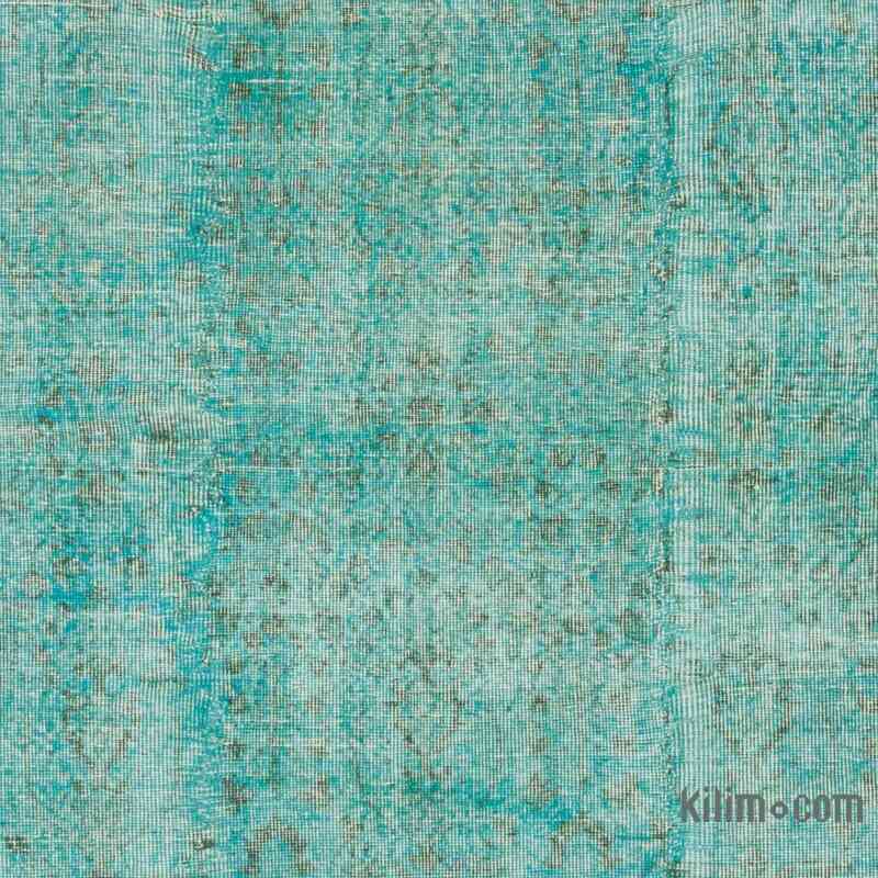 Mavi-Yeşil Boyalı El Dokuma Vintage Halı - 160 cm x 274 cm - K0056181