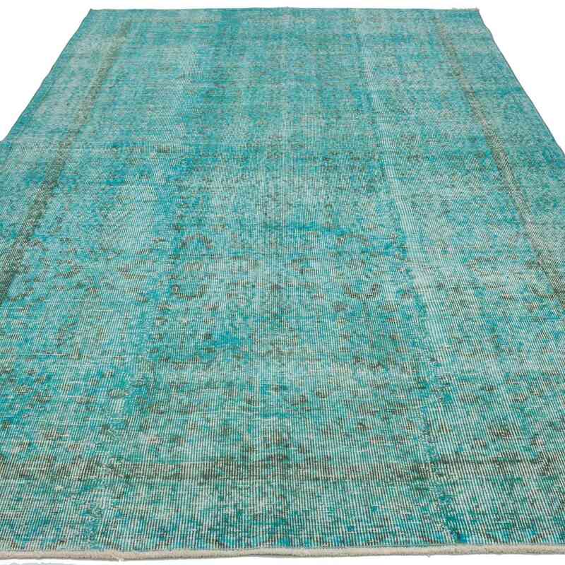 Mavi-Yeşil Boyalı El Dokuma Vintage Halı - 160 cm x 274 cm - K0056181