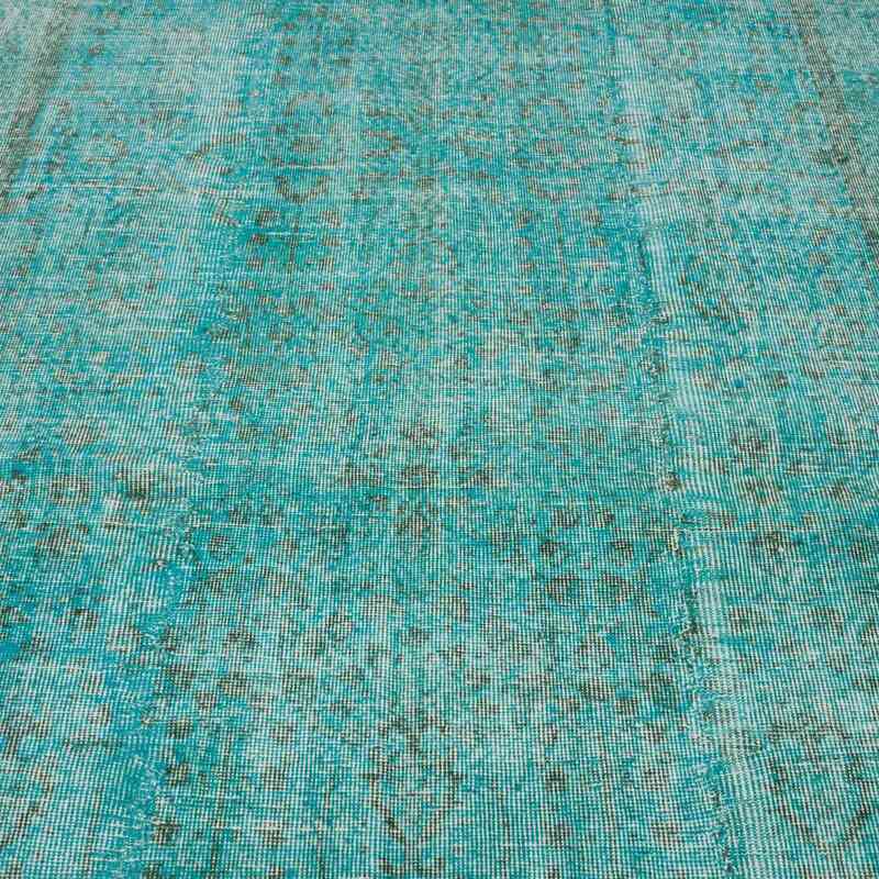 Mavi-Yeşil Boyalı El Dokuma Vintage Halı - 160 cm x 274 cm - K0056181