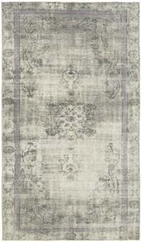 Gri Boyalı El Dokuma Vintage Halı - 165 cm x 284 cm