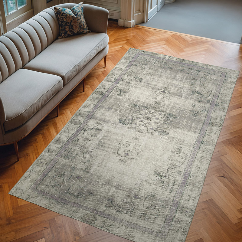 Gray Over-dyed Vintage Hand-Knotted Turkish Rug - 5' 5" x 9' 4" (65" x 112") - K0056183