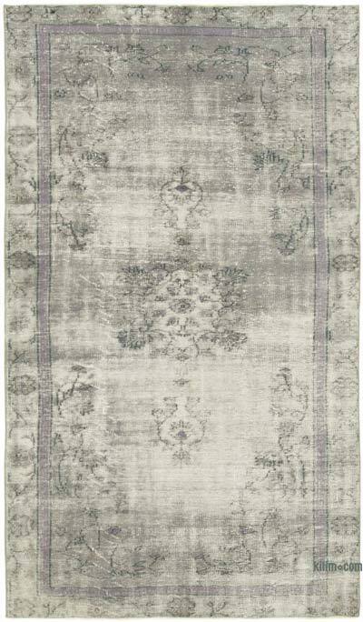 Gri Boyalı El Dokuma Vintage Halı - 165 cm x 284 cm