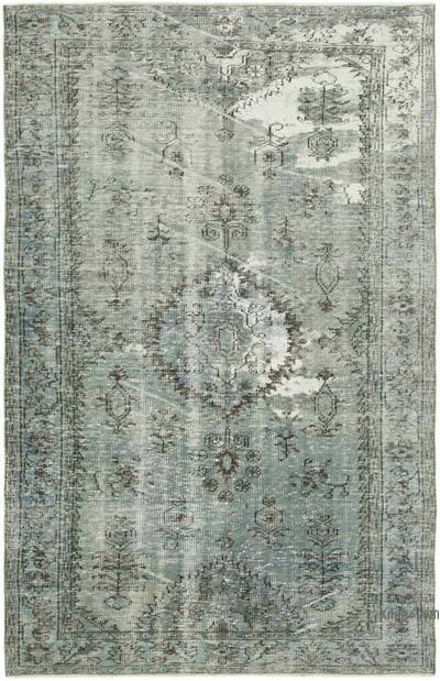 Blue Over-dyed Vintage Hand-Knotted Turkish Rug - 5' 5" x 8' 1" (65 in. x 97 in.)