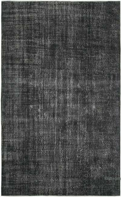 Siyah Boyalı El Dokuma Vintage Halı - 189 cm x 304 cm