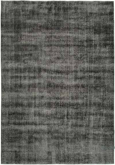 Black Over-dyed Vintage Hand-Knotted Turkish Rug - 6' 8" x 9' 8" (80 in. x 116 in.)