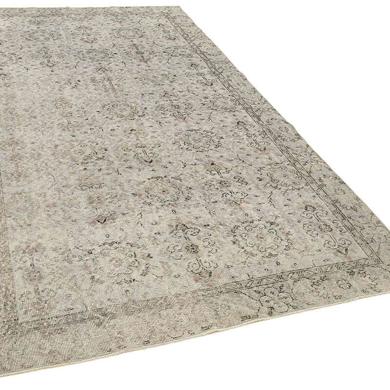 Gri Boyalı El Dokuma Vintage Halı - 157 cm x 293 cm - K0056187