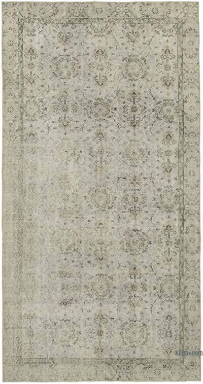 Gri Boyalı El Dokuma Vintage Halı - 157 cm x 293 cm