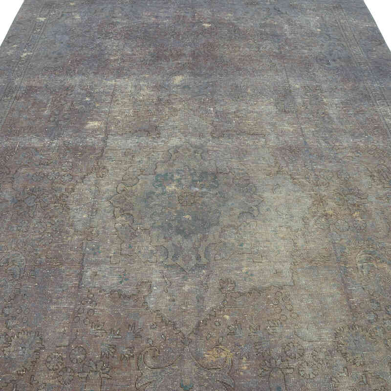 Gris Alfombra Turca Vintage Sobre-teñida - 175 cm x 298 cm - K0056217