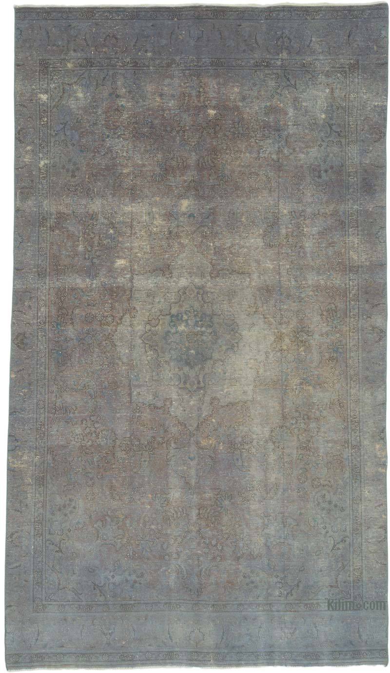 Gris Alfombra Turca Vintage Sobre-teñida - 175 cm x 298 cm - K0056217