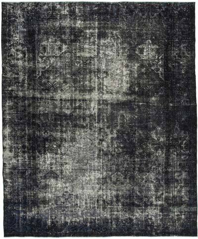 Siyah Boyalı El Dokuma Vintage Halı - 312 cm x 356 cm