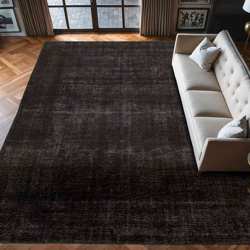 Siyah Boyalı El Dokuma Vintage Halı - 300 cm x 400 cm - K0056336