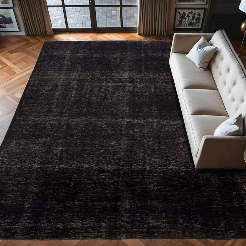 Negro Alfombra Turca Vintage Sobre-teñida - 300 cm x 400 cm - K0056338