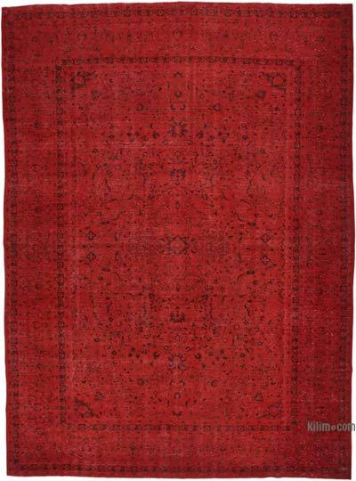 Kırmızı Boyalı El Dokuma Vintage Halı - 295 cm x 395 cm