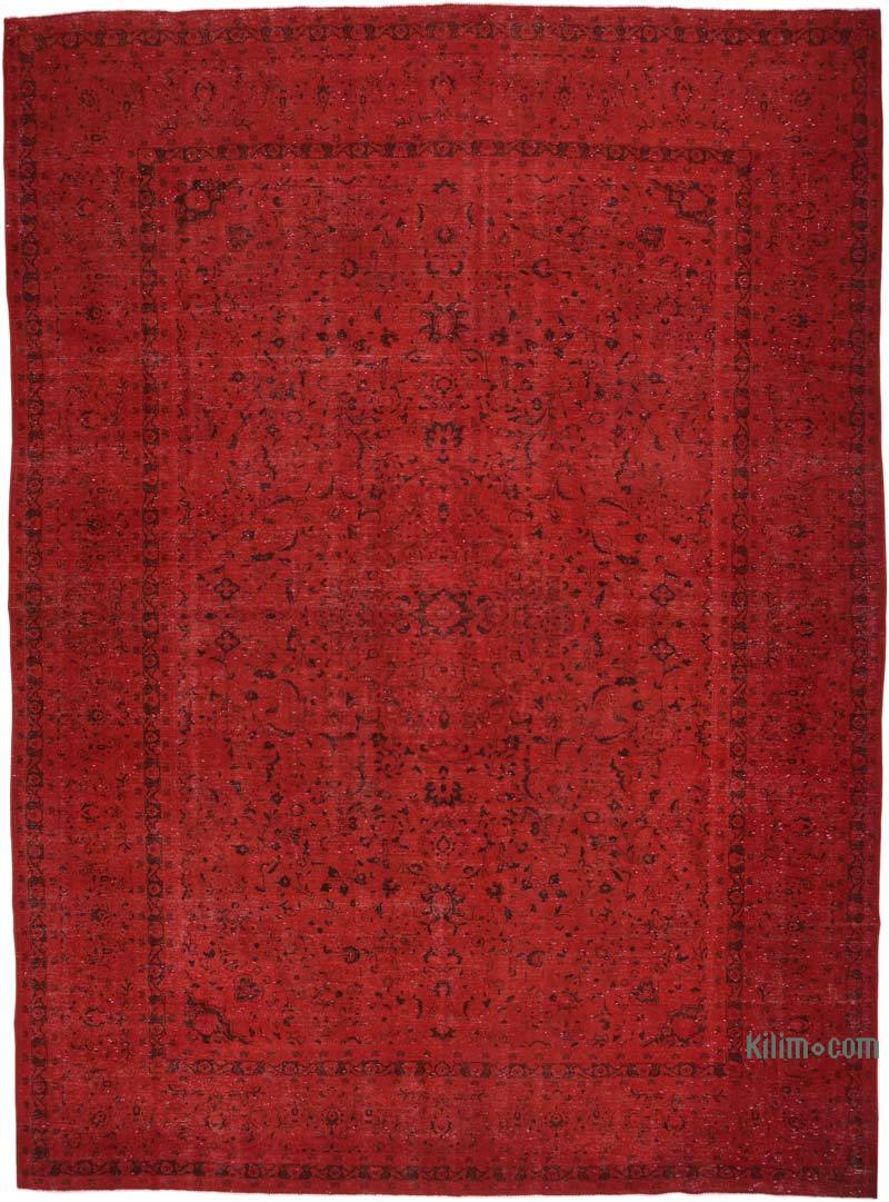 Rojo Alfombra Turca Vintage Sobre-teñida - 300 cm x 400 cm - K0056343