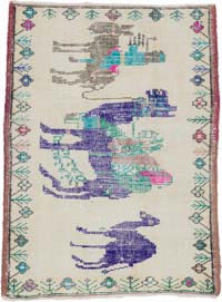 El Dokuma Vintage Halı - 75 cm x 102 cm