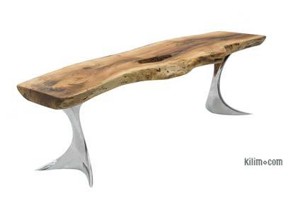 Live Edge Walnut Coffee Table with Cast Aluminum Legs