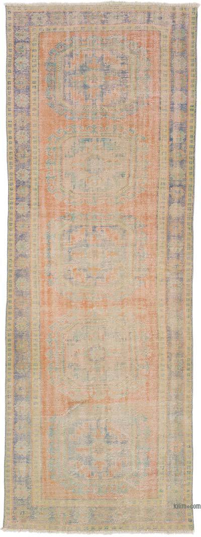 Vintage Turkish Hand-Knotted Runner - 4' 2" x 11'  (50 in. x 132 in.)