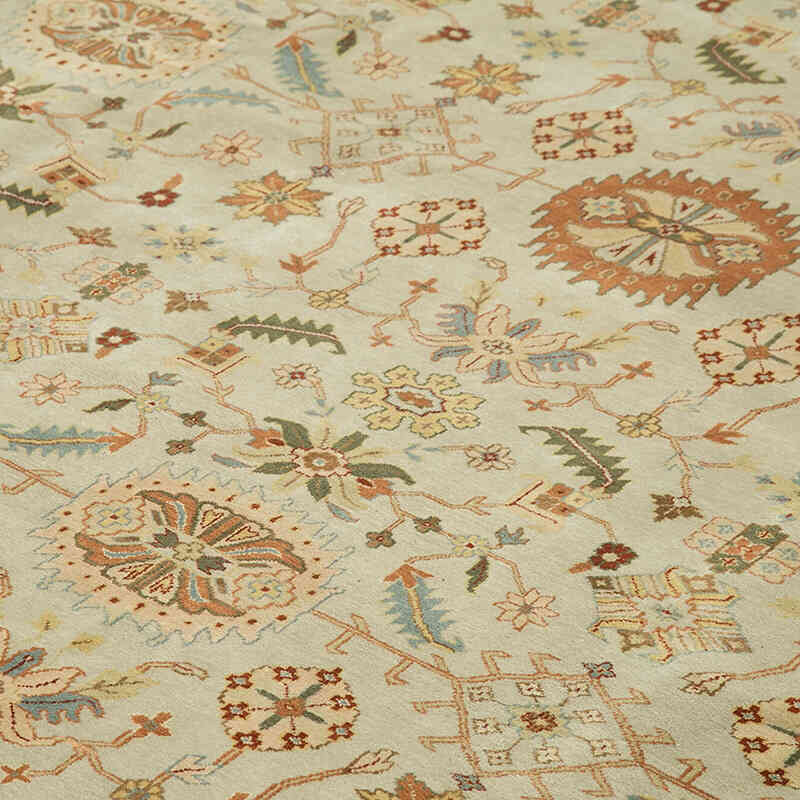 New Hand-Knotted Wool Oushak Rug - 11' 11" x 14' 9" (143" x 177") - K0056523
