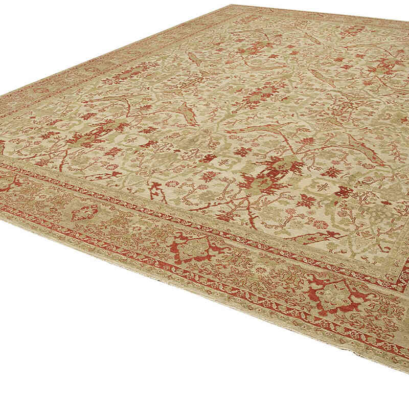 Verde Nueva Alfombra Oushak Tejida a Mano - 372 cm x 485 cm - K0056632