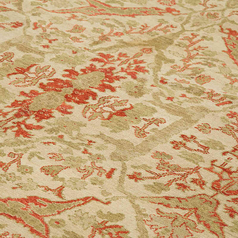 Verde Nueva Alfombra Oushak Tejida a Mano - 372 cm x 485 cm - K0056632