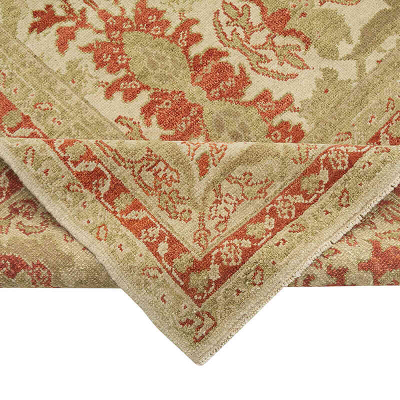Verde Nueva Alfombra Oushak Tejida a Mano - 372 cm x 485 cm - K0056632
