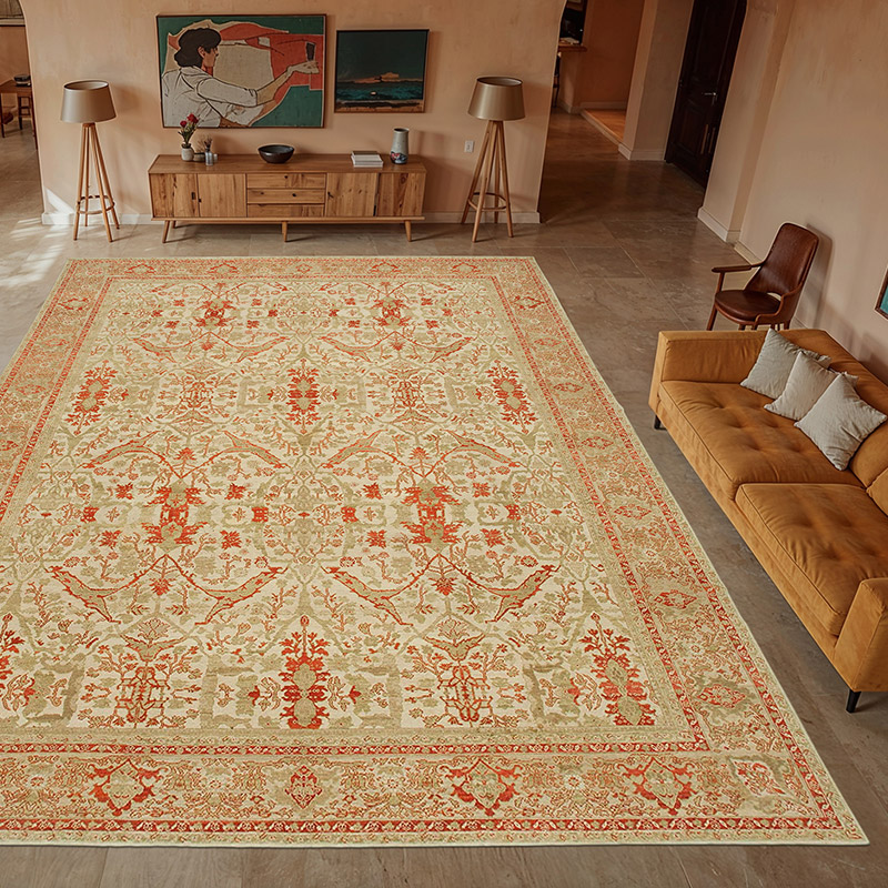 Verde Nueva Alfombra Oushak Tejida a Mano - 372 cm x 485 cm - K0056632