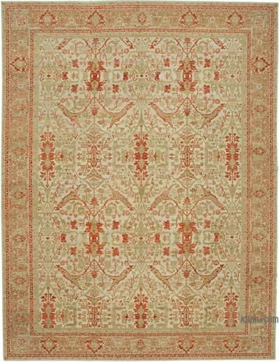 Green New Hand-Knotted Wool Oushak Rug - 12' 2" x 15' 11" (146 in. x 191 in.)