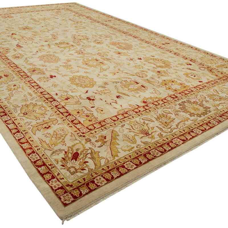 Yellow New Hand-Knotted Wool Oushak Rug - 12' 1" x 18' 10" (145 in. x 226 in.) - K0056635