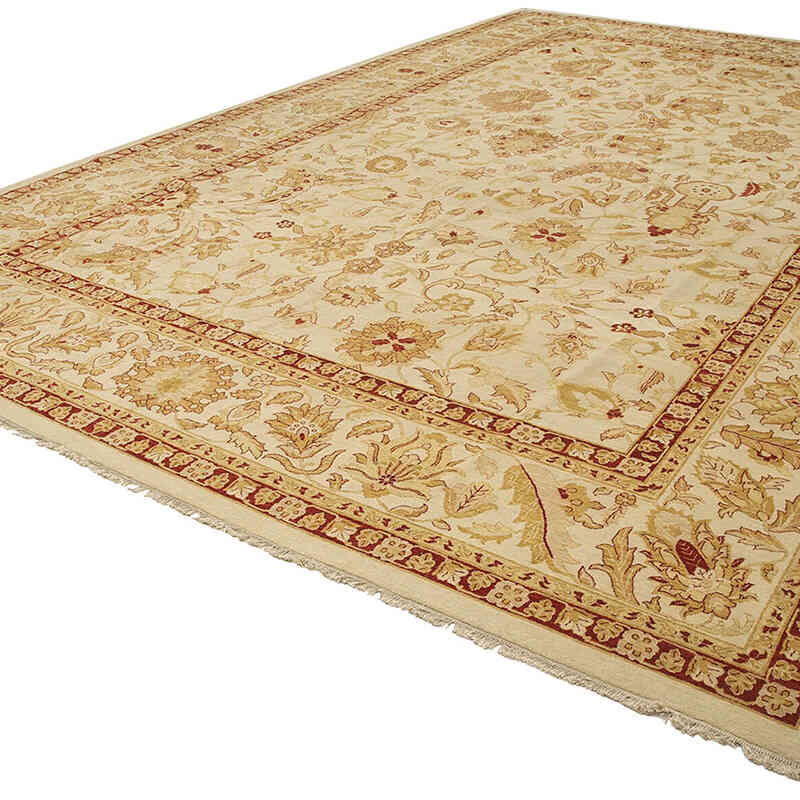 Yellow New Hand-Knotted Wool Oushak Rug - 12' 1" x 18' 10" (145" x 226") - K0056635